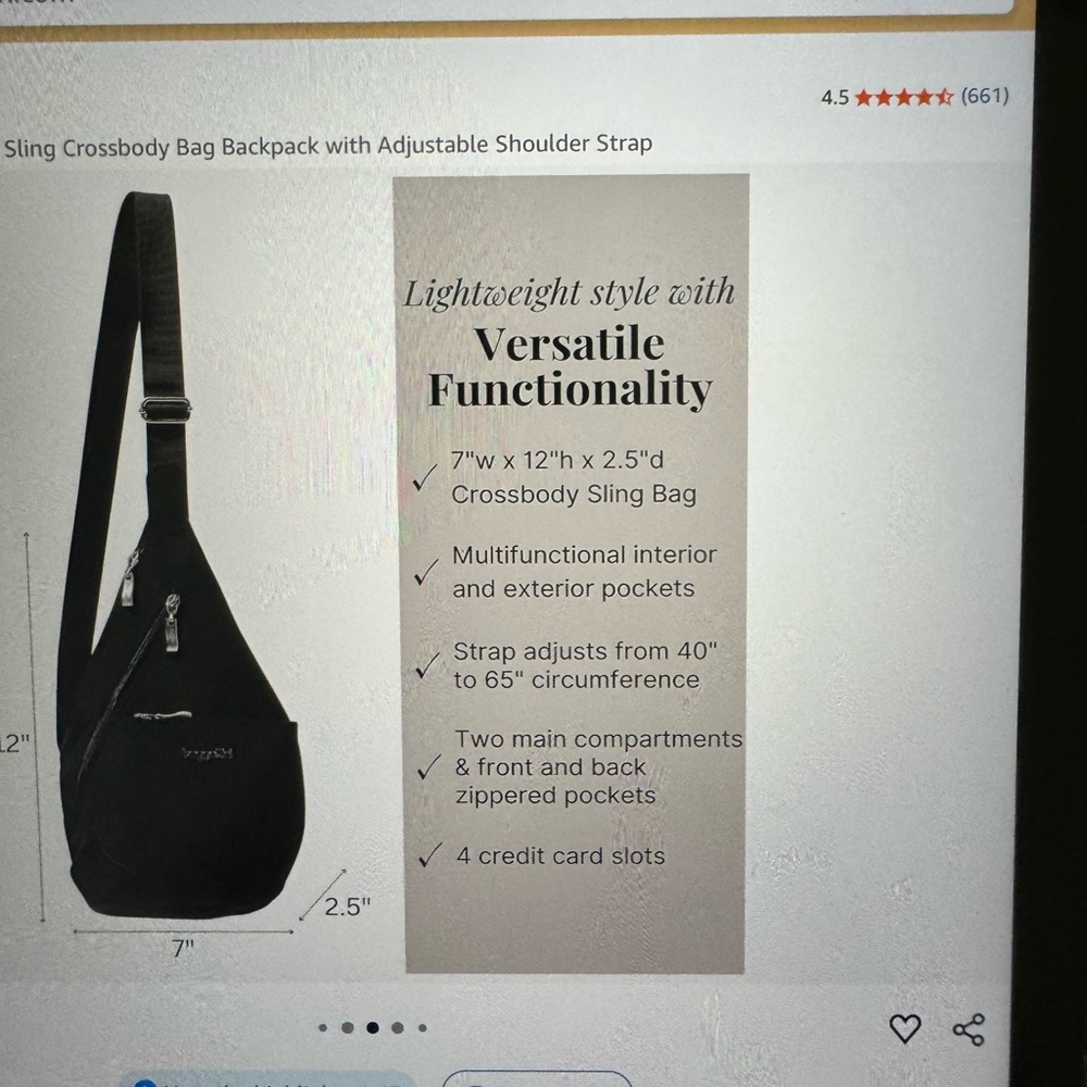 Baggalini Versatile Black Sling Crossbody Bag